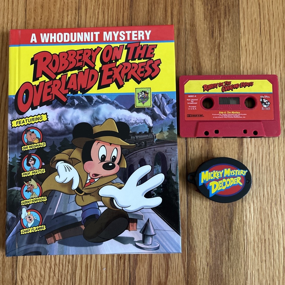 VTG WALT DISNEY MICKEY MYSTERY KIT BOOK W/TAPE ROBBERY ON THE OVERLAND EXPRESS